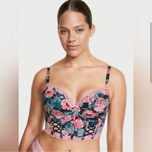 Victoria Secret Pink and Blue Floral Lace Corset Top FINAL OFFER